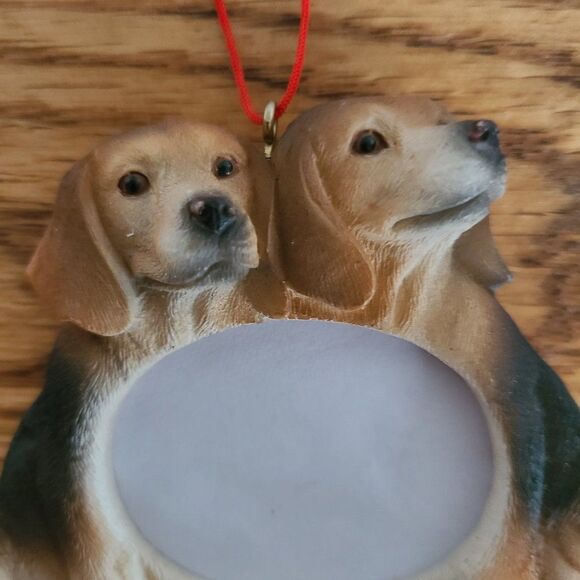 Vintage Resin Beagle Puppy Dog Friends Pair Picture Frame Ornament - Picture 14 of 16